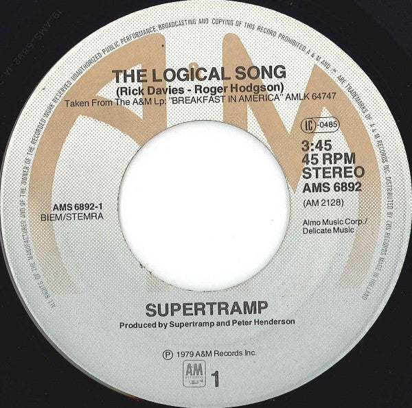 Supertramp : The Logical Song (7", Single)