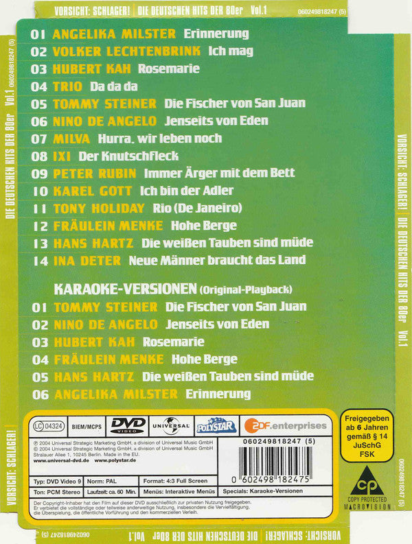 Various : Vorsicht: Schlager! Die Deutschen Hits Der 80er Vol. 1 (DVD-V, Comp, PAL, Cop)