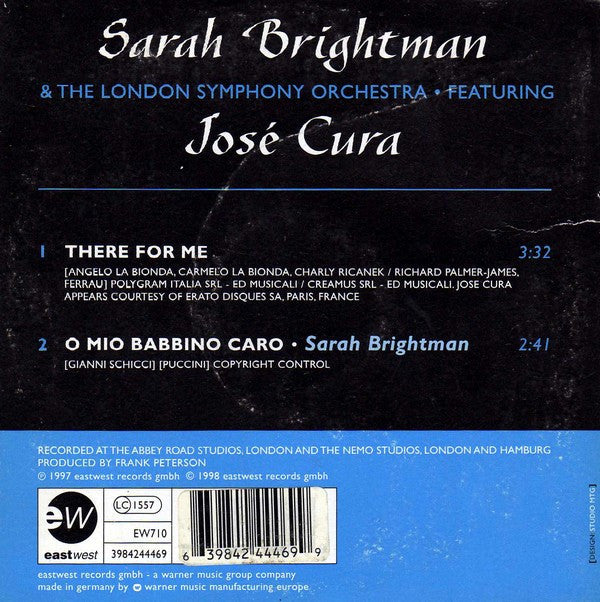 Sarah Brightman & London Symphony Orchestra Featuring José Cura : There For Me (CD, Single)