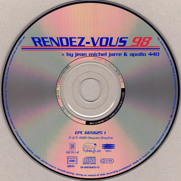 Jean-Michel Jarre & Apollo 440 : Rendez-Vous 98 (CD, Single)