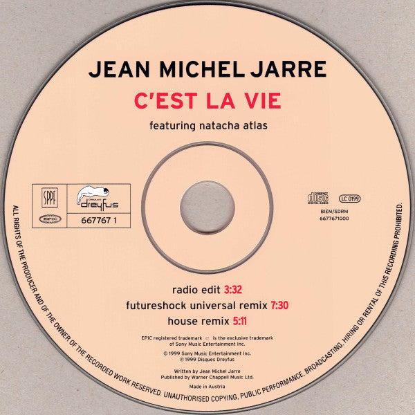 Jean-Michel Jarre : C'Est La Vie (CD, Single, Car)