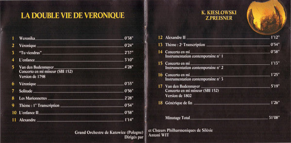 Zbigniew Preisner : La Double Vie De Véronique = The Double Life Of Veronika (Original Motion Picture Sound Track) (CD, Album)