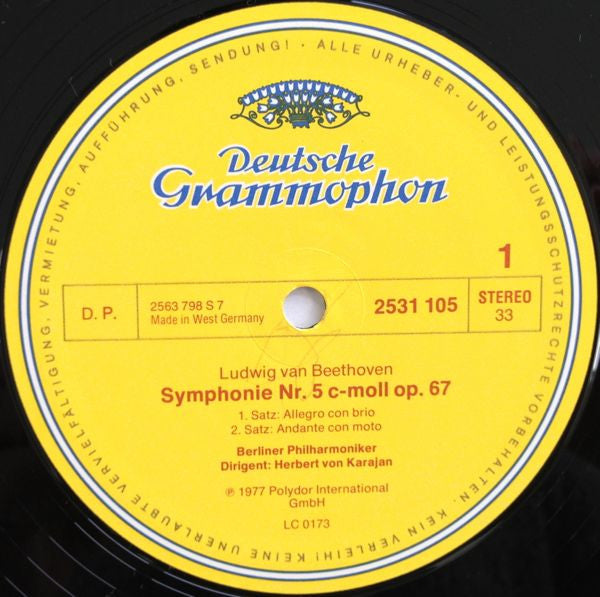 Beethoven* - Berliner Philharmoniker, Herbert von Karajan : Symphonie Nr. 5  (LP)