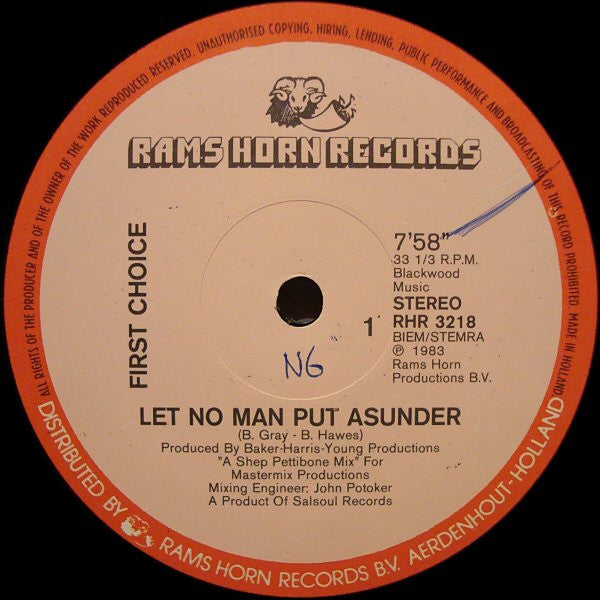 First Choice : Let No Man Put Asunder (12")