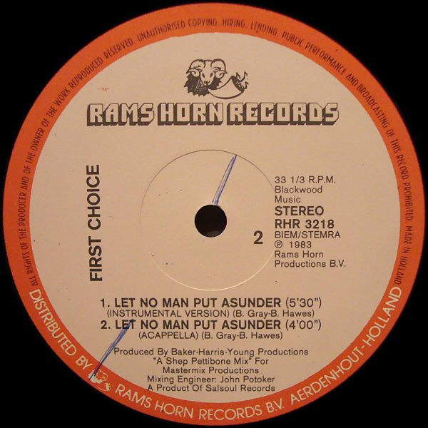 First Choice : Let No Man Put Asunder (12")