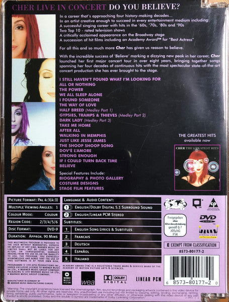Cher : Live In Concert (DVD-V, PAL, Len)