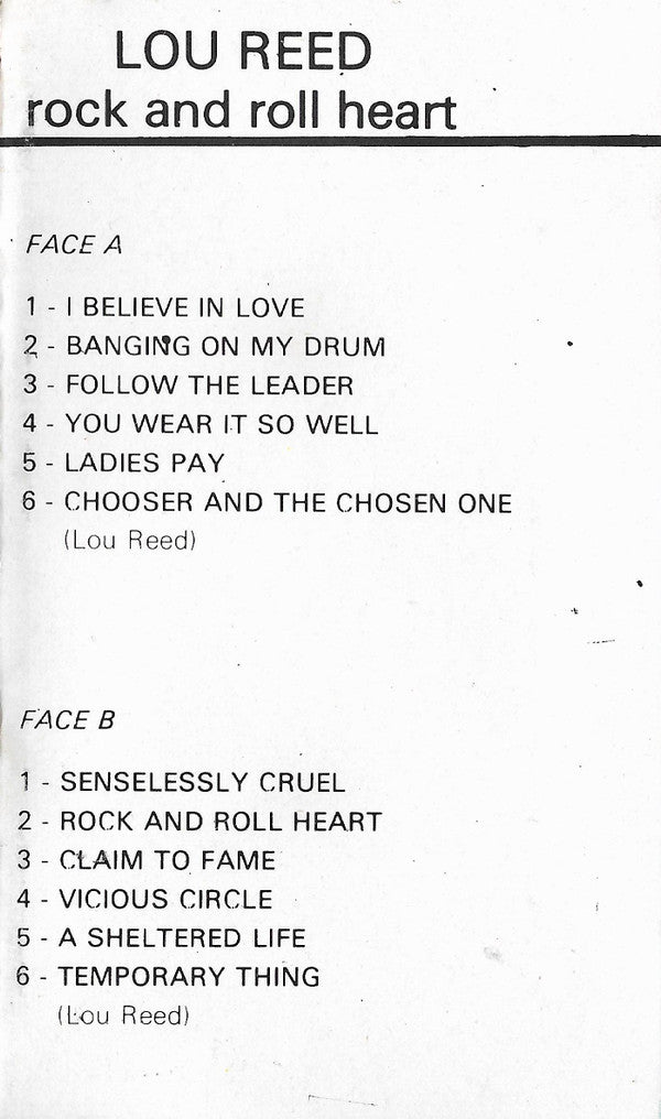 Lou Reed : Rock And Roll Heart (Cass, Album)