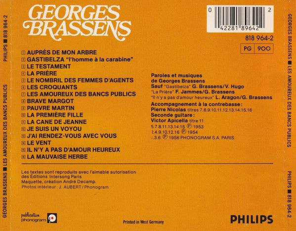 Georges Brassens : Les Amoureux Des Bancs Publics (CD, Album, Comp)