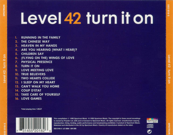 Level 42 : Turn It On (CD, Comp)