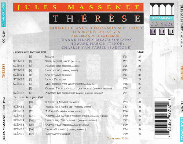 Noordhollands Philharmonisch Orkest, Netherlands Theatre Choir, Jules Massenet : Thérèse (CD, Album)