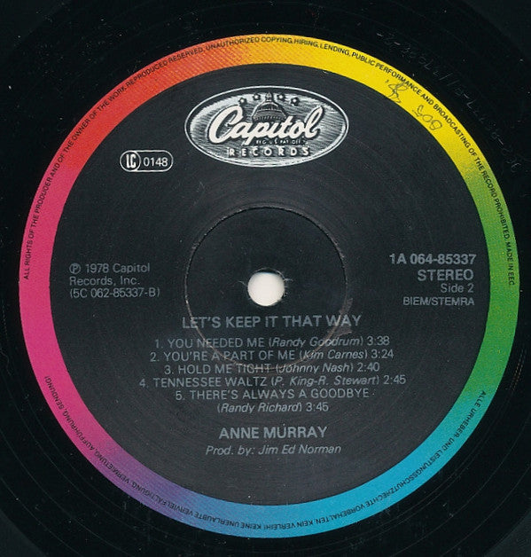 Anne Murray : Let's Keep It That Way (LP, Album, RE)