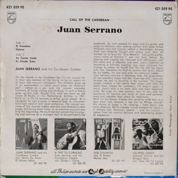 Juan Serrano And His Caribbean Combo : Call Of The Caribbean (7", EP)