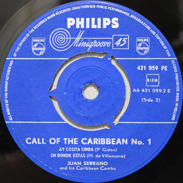 Juan Serrano And His Caribbean Combo : Call Of The Caribbean (7", EP)