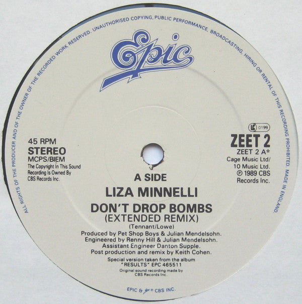 Liza Minnelli : Don't Drop Bombs (12", Single)