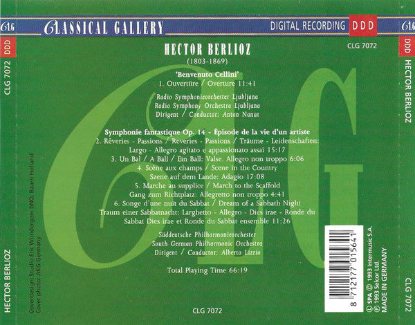 Hector Berlioz : Overture Benvenuto Cellini / Symphonie Fantastique (CD, Comp)