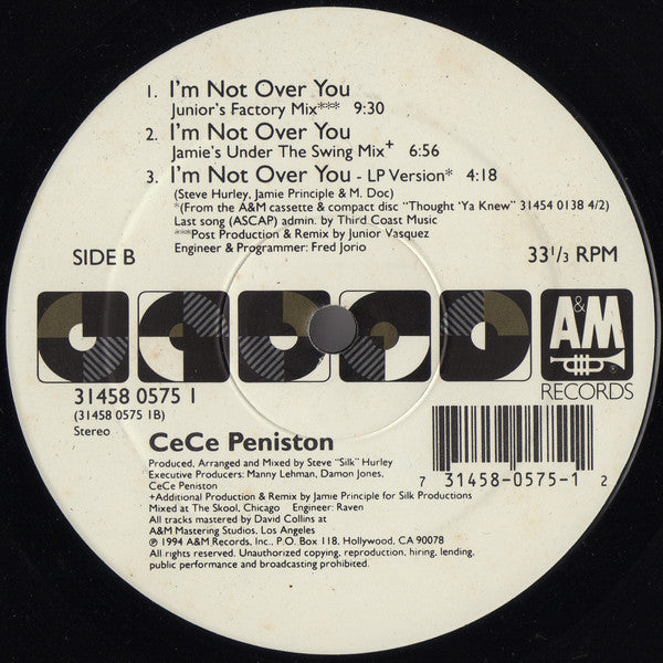 Ce Ce Peniston : I'm Not Over You (12")