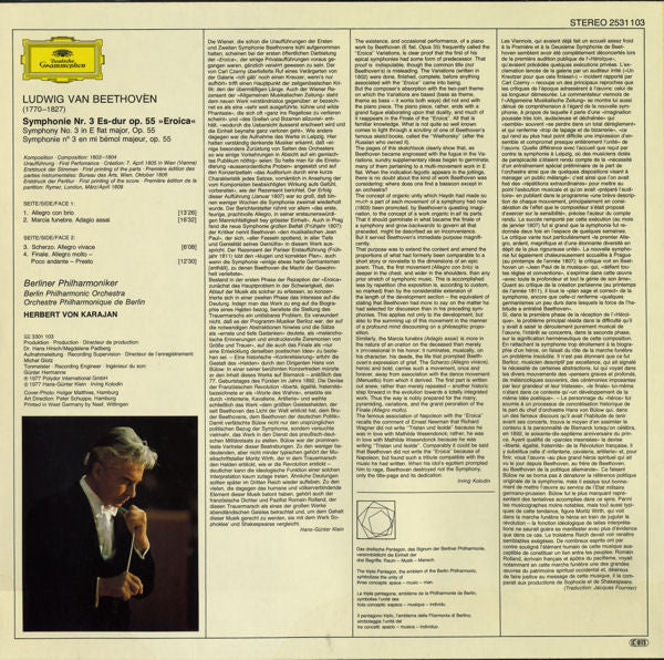 Beethoven*, Berliner Philharmoniker, Herbert von Karajan : Symphonie Nr. 3 'Eroica' (LP)