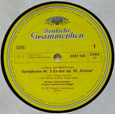 Beethoven*, Berliner Philharmoniker, Herbert von Karajan : Symphonie Nr. 3 'Eroica' (LP)