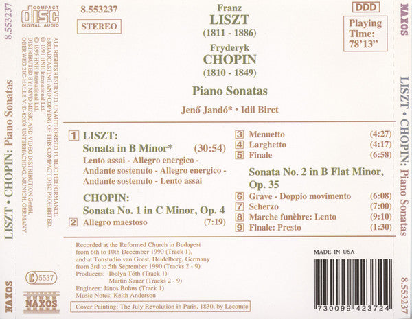Franz Liszt, Frédéric Chopin, Jenö Jandó, Idil Biret : Piano Sonatas (CD, Album, Comp)