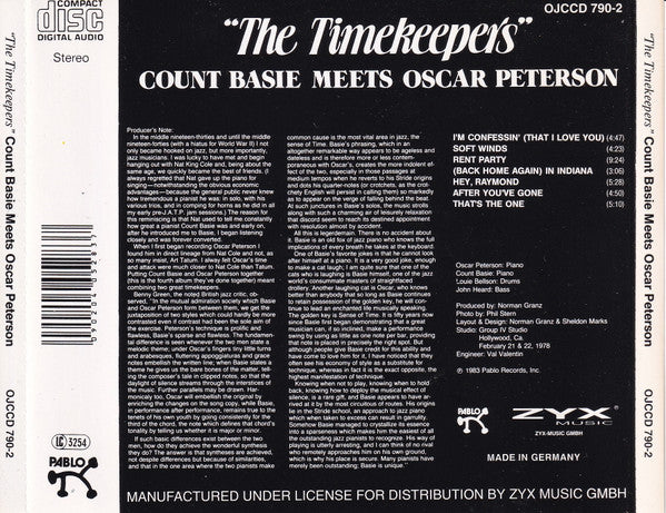 Count Basie Meets Oscar Peterson : The Timekeepers (CD, RE)