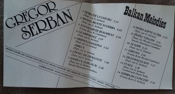 Gregor Serban : Balkan Melodies (CD, Album, RE)