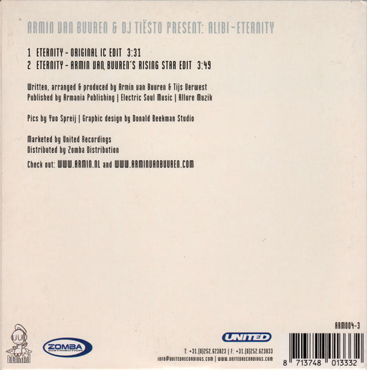 Armin van Buuren And DJ Tiësto Present Alibi : Eternity (CD, Single)