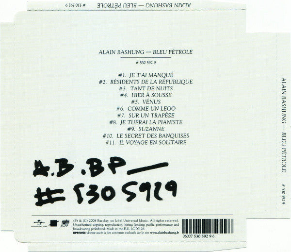 Alain Bashung : Bleu Pétrole (CD, Album, Enh, Sup)