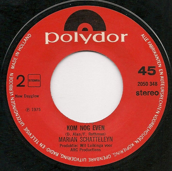 Marian Schatteleyn : Mijn Hart Is Er Vol Van (7")