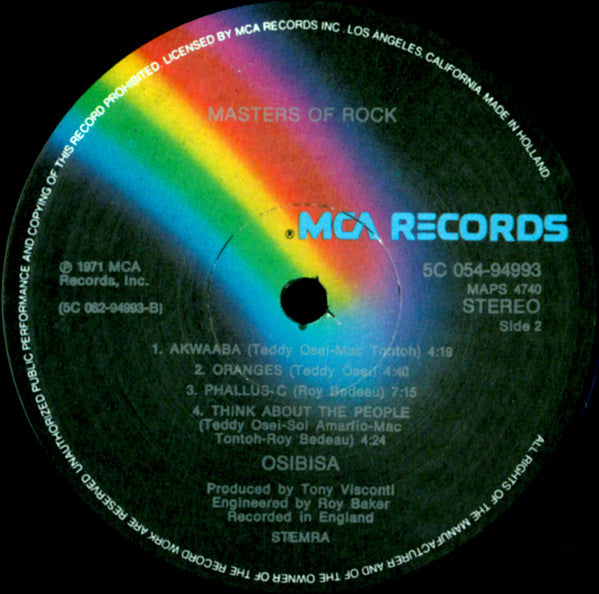 Osibisa : Masters Of Rock (LP, Album, RE)