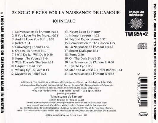 John Cale : 23 Solo Pieces For La Naissance De L'Amour (CD, Album)