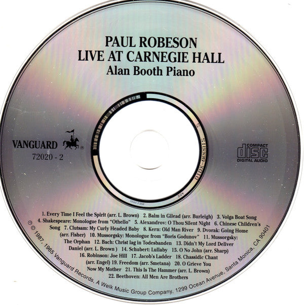 Paul Robeson : Live At Carnegie Hall (CD, Album, RE)