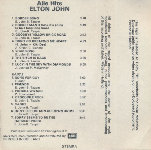 Elton John : Alle Hits (Cass, Comp, Bla)