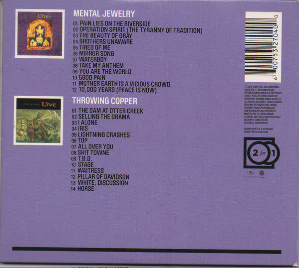 Live : Mental Jewelry + Throwing Copper (CD, Album, RE + CD, Album, RE + Comp)