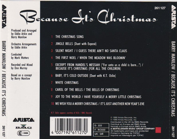 Barry Manilow : Because It's Christmas (CD, Album)
