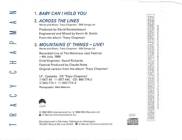 Tracy Chapman : Baby Can I Hold You (CD, Mini, Single)