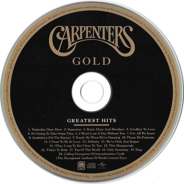 Carpenters : Carpenters Gold (Greatest Hits) (CD, Comp, RE)