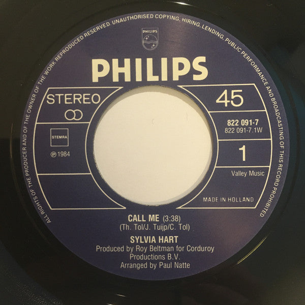Sylvia Hart : Call Me (7", Single)