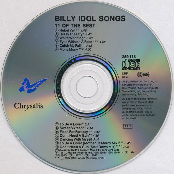 Billy Idol : Idol Songs - 11 Of The Best (CD, Comp)