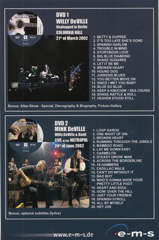 Willy DeVille : The Berlin Concerts 2002 (2xDVD, Dol)