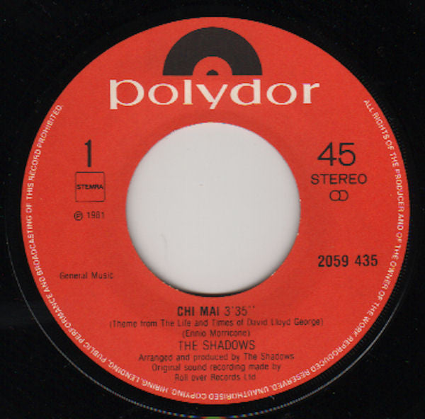 The Shadows : Chi Mai / Summer Love (7", Single)