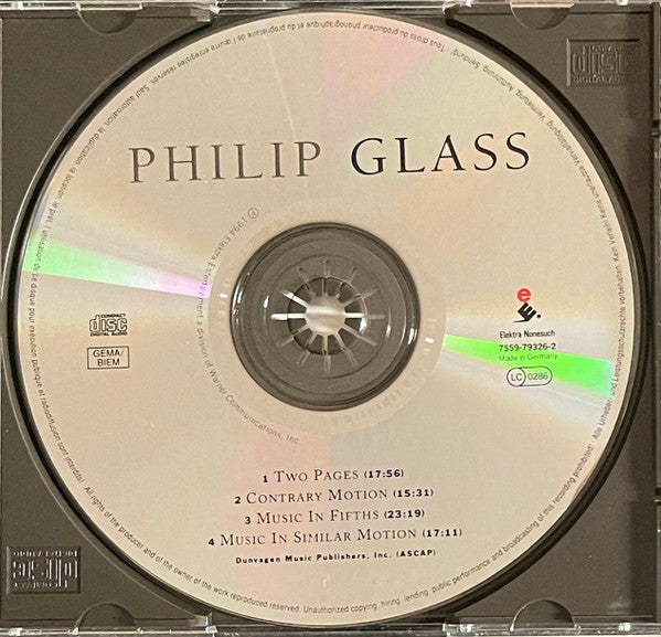Philip Glass : Two Pages; Contrary Motion; Music In Fifths; Music In Similar Motion (CD, Album, Comp, RE, RM)