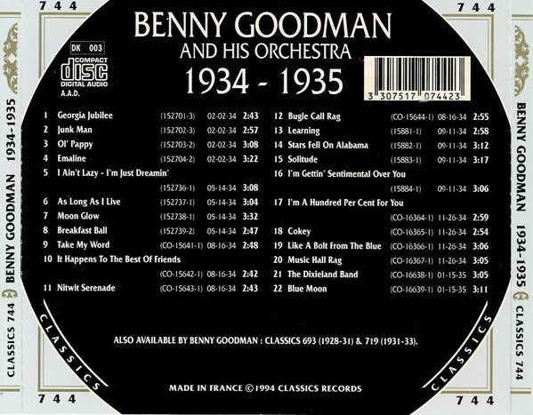 Benny Goodman And His Orchestra : 1934-1935 (CD, Comp)