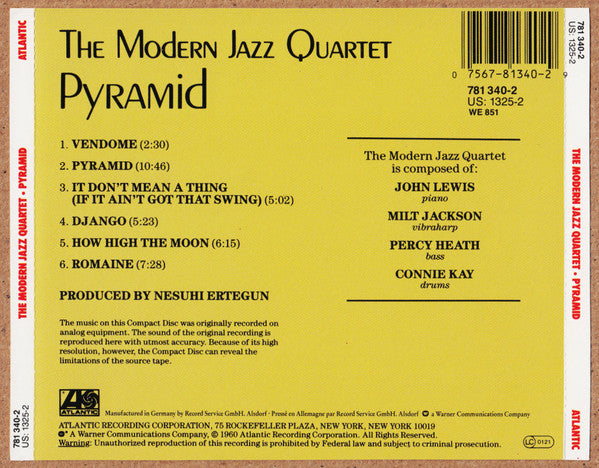 The Modern Jazz Quartet : Pyramid (CD, Album, RE)