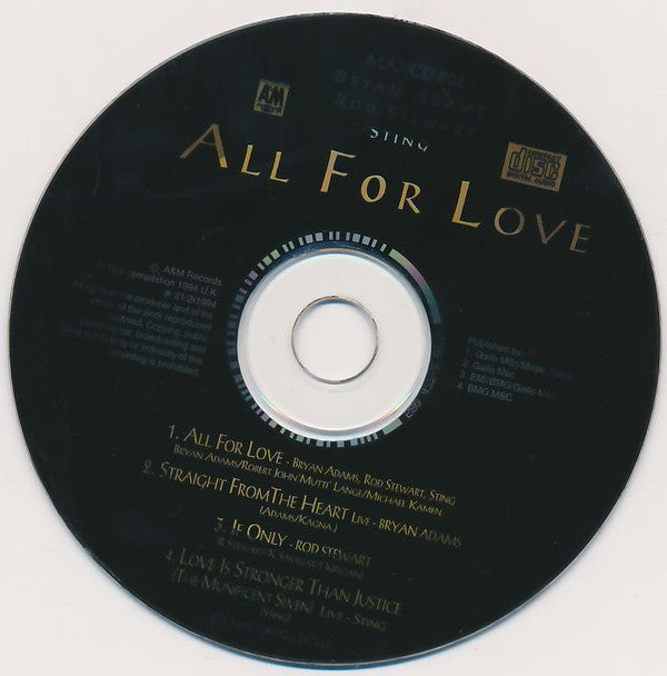 Bryan Adams / Rod Stewart / Sting : All For Love (CD, Maxi)