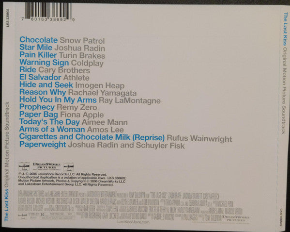 Various : The Last Kiss (Original Motion Picture Soundtrack) (CD, Comp)