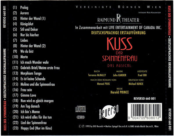 John Kander, Fred Ebb, Günther Mokesch, Thorsten Tinney, Yamil Borges : Kuss Der Spinnenfrau Das Musical (CD)