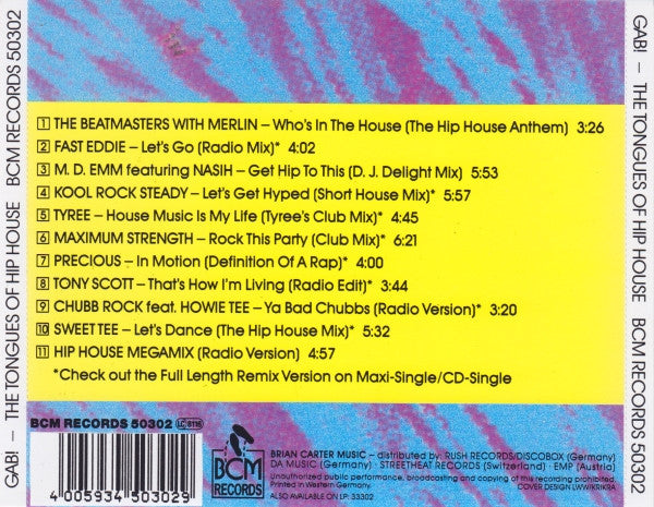 Various : Gab! - The Tongues Of Hip House (CD, Comp)