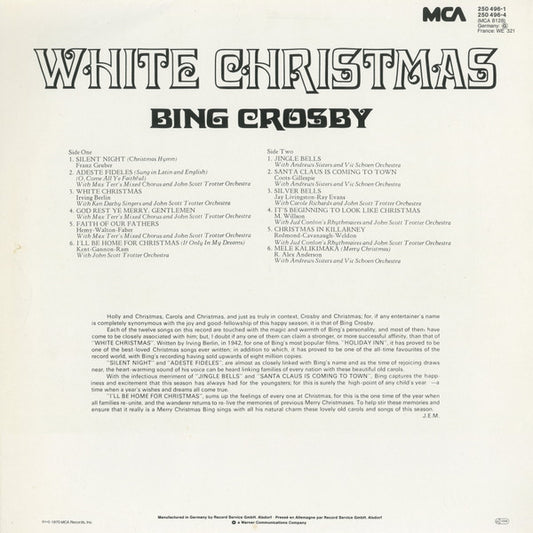 Bing Crosby : White Christmas (LP, Album, RE)