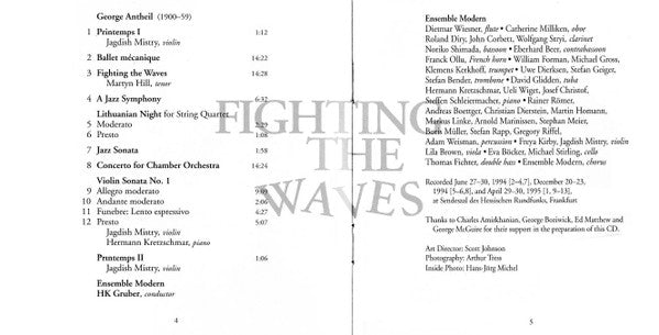 George Antheil - Ensemble Modern, HK Gruber : Fighting The Waves (Music Of George Antheil) (CD)