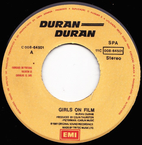 Duran Duran : Girls On Film (7", Single)